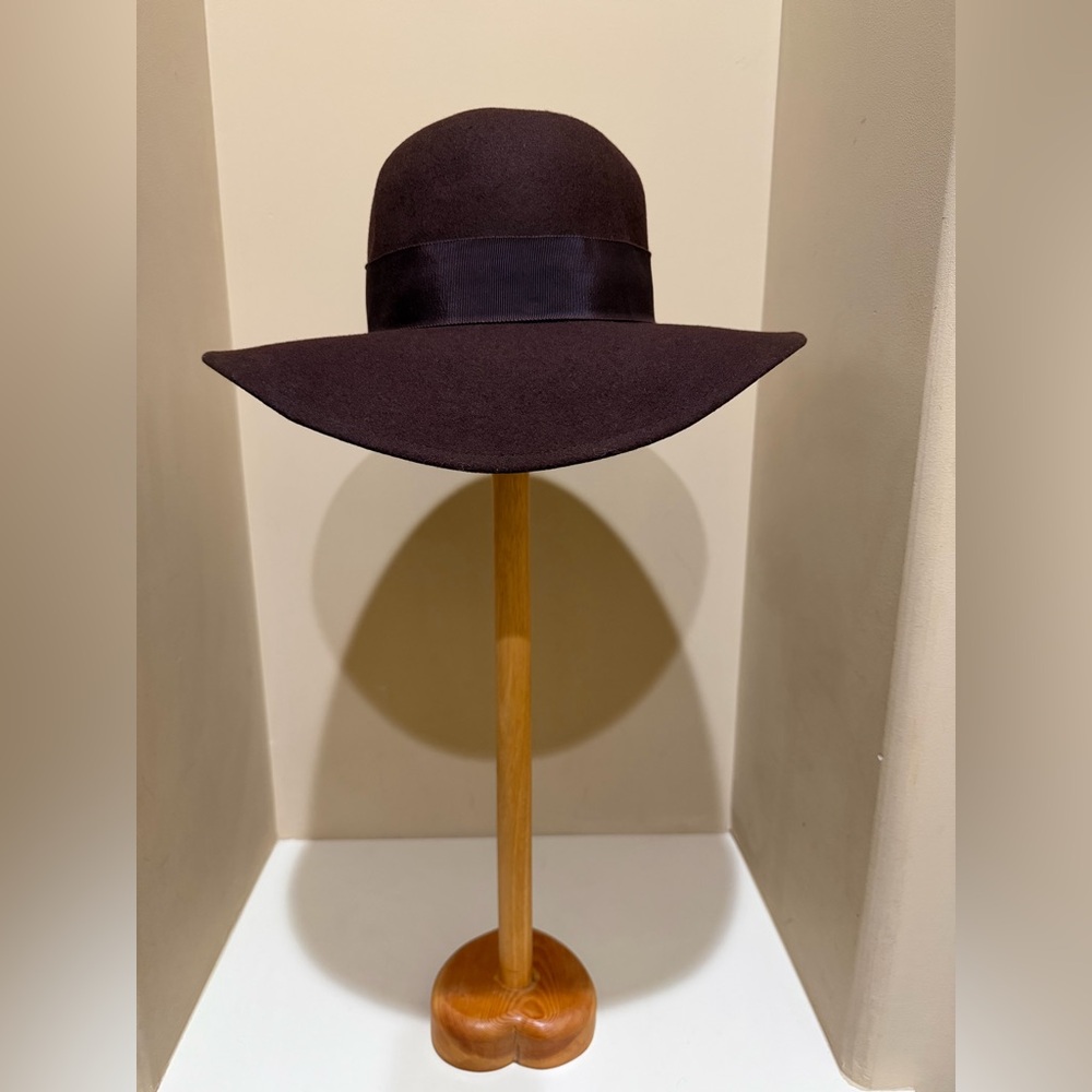 Prada Dark Brown Wide-Brim Wool Vintage Hat